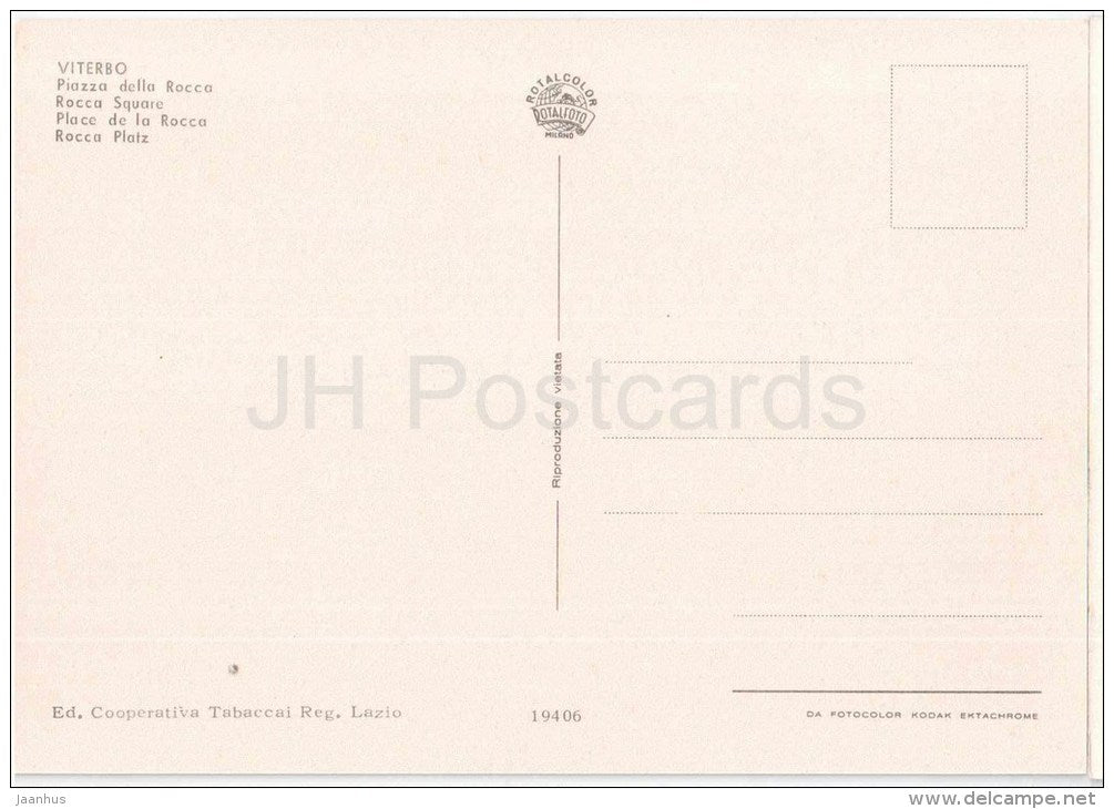 Piazza della Rocca - Rocca Square - Viterbo - Lazio - 19406 - Italia - Italy - unused - JH Postcards