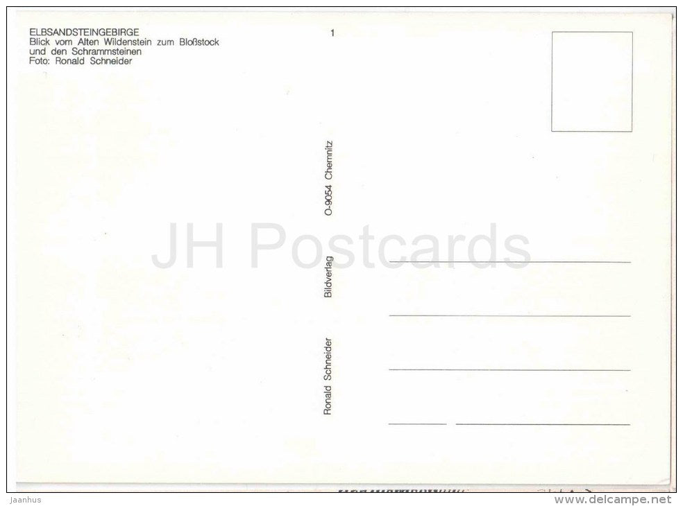 Elbsandsteingebirge - Blick vom Alten Wildenstein zum Blossstock und den Schrammsteinen - Germany - nicht gelaufen - JH Postcards