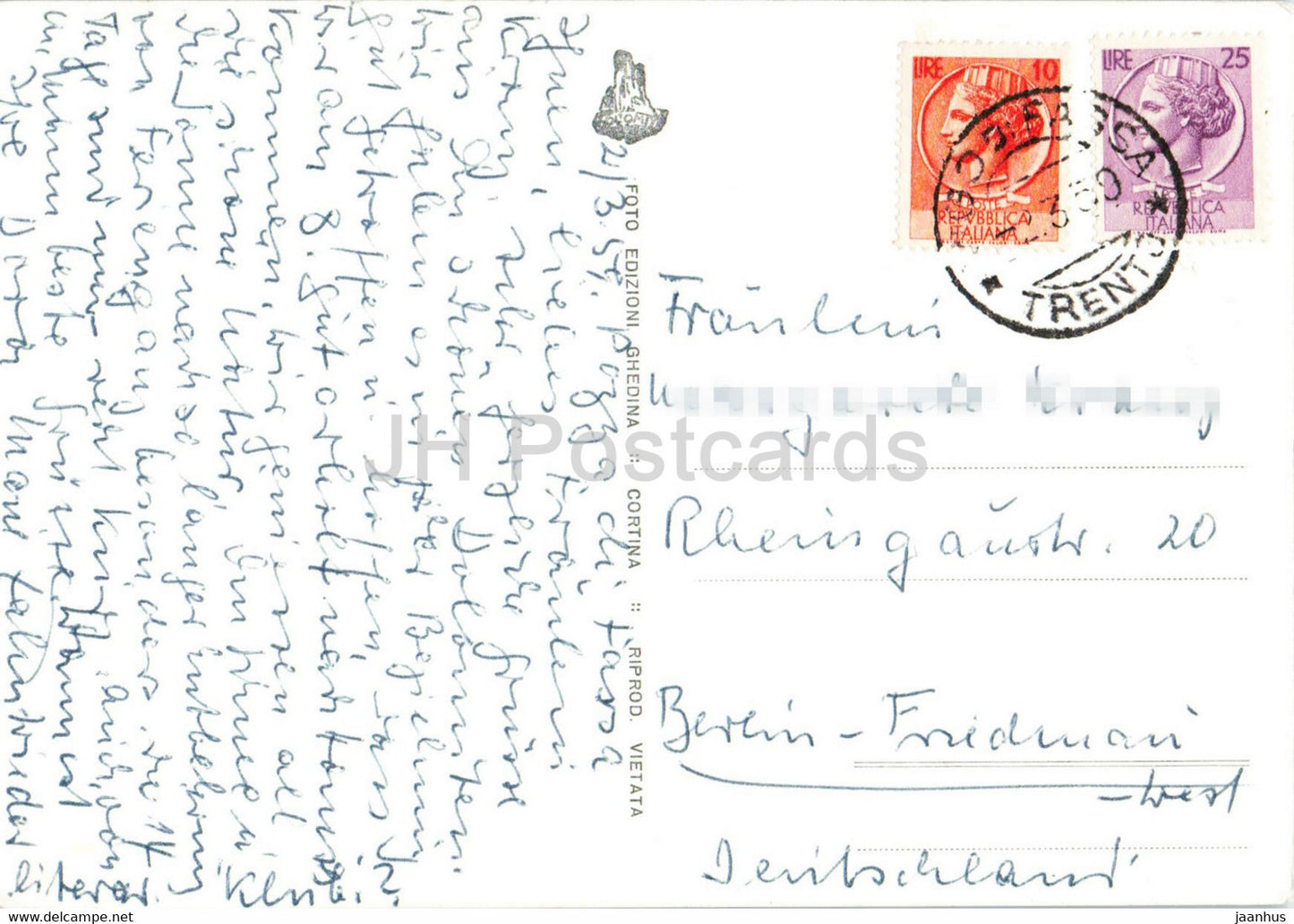 Val di Fassa - Vigo S. Giovanni. Il Catinaccio – alte Postkarte – 1959 – Italien – gebraucht