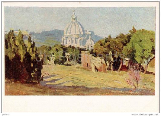 Painting by D. Nalbandyan - Abamelis villa in Rome - armenian art - unused - JH Postcards