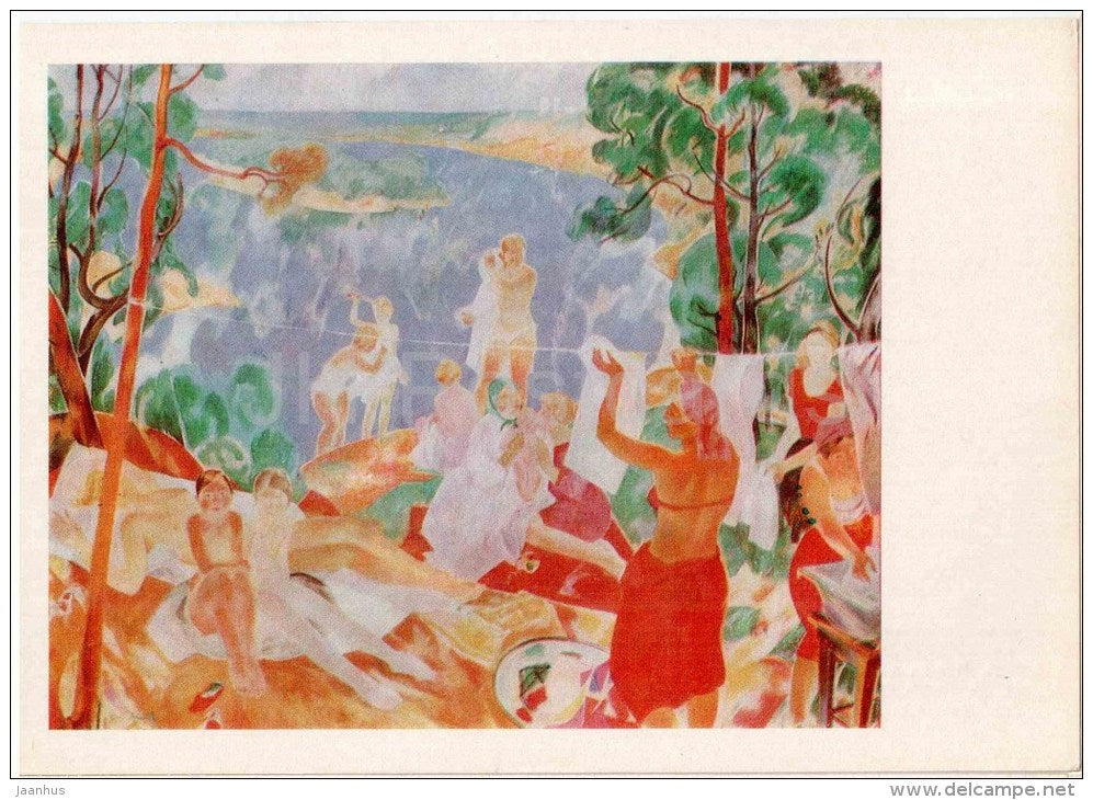 painting by A. Mylnikov - The Summer , 1969 - women - russian art - unused - JH Postcards