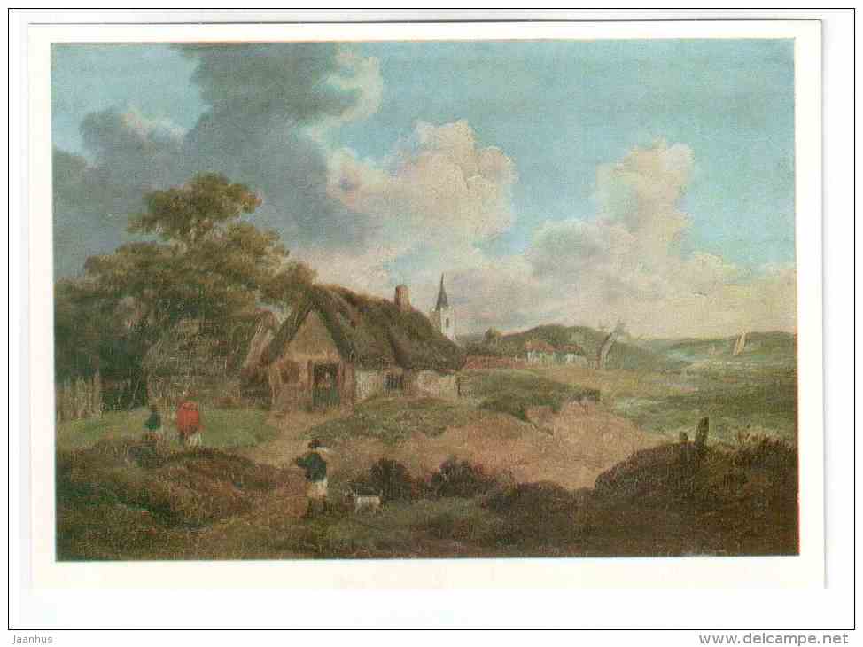 painting by George Morland - Rustic Scene - farm house - british art - unused - JH Postcards