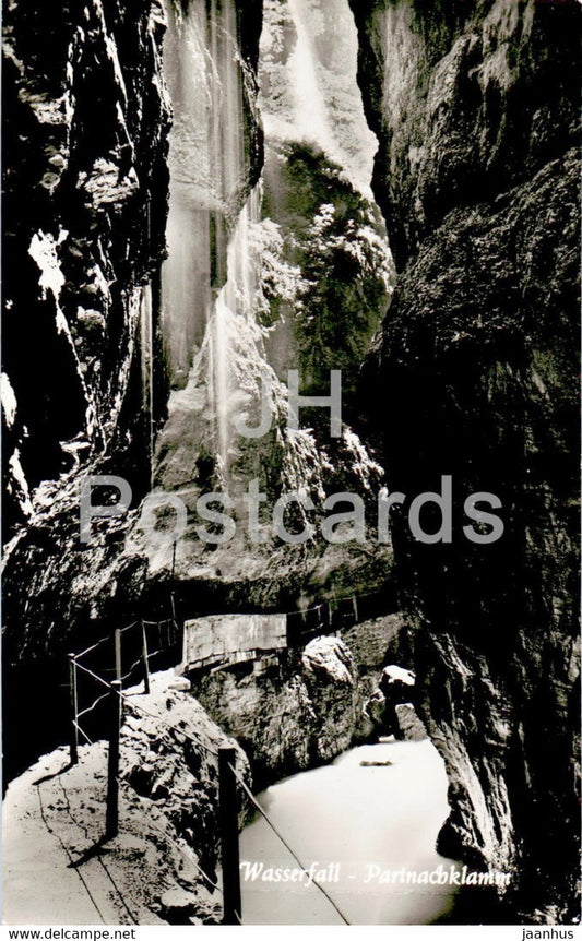 Wasserfall - Partnachklamm - old postcard - 1958 - Germany - used - JH Postcards