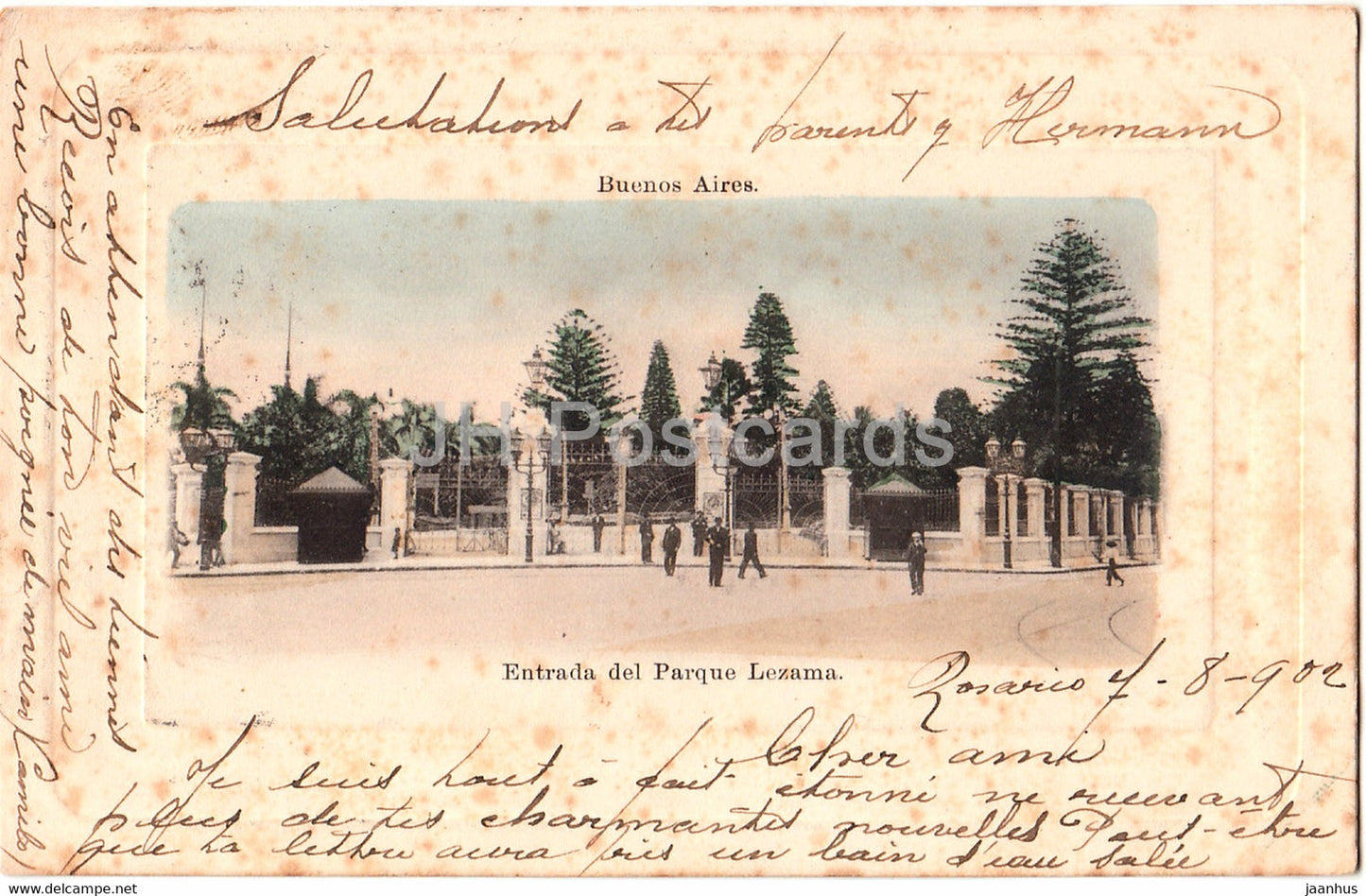Buenos Aires - Entrada del Parque Lezama - old postcard - 1902 - Argentina - used - JH Postcards