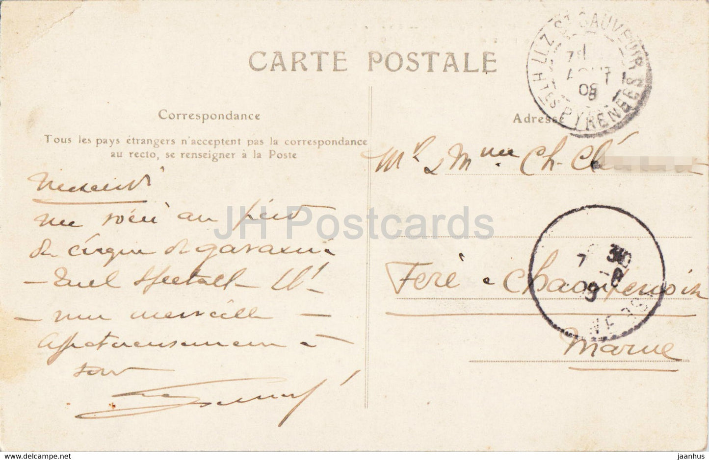 Le Chaos de Gavarnie - La Fausse Breche le Taillon et le Casque - 62 - old postcard - 1908 - France - used