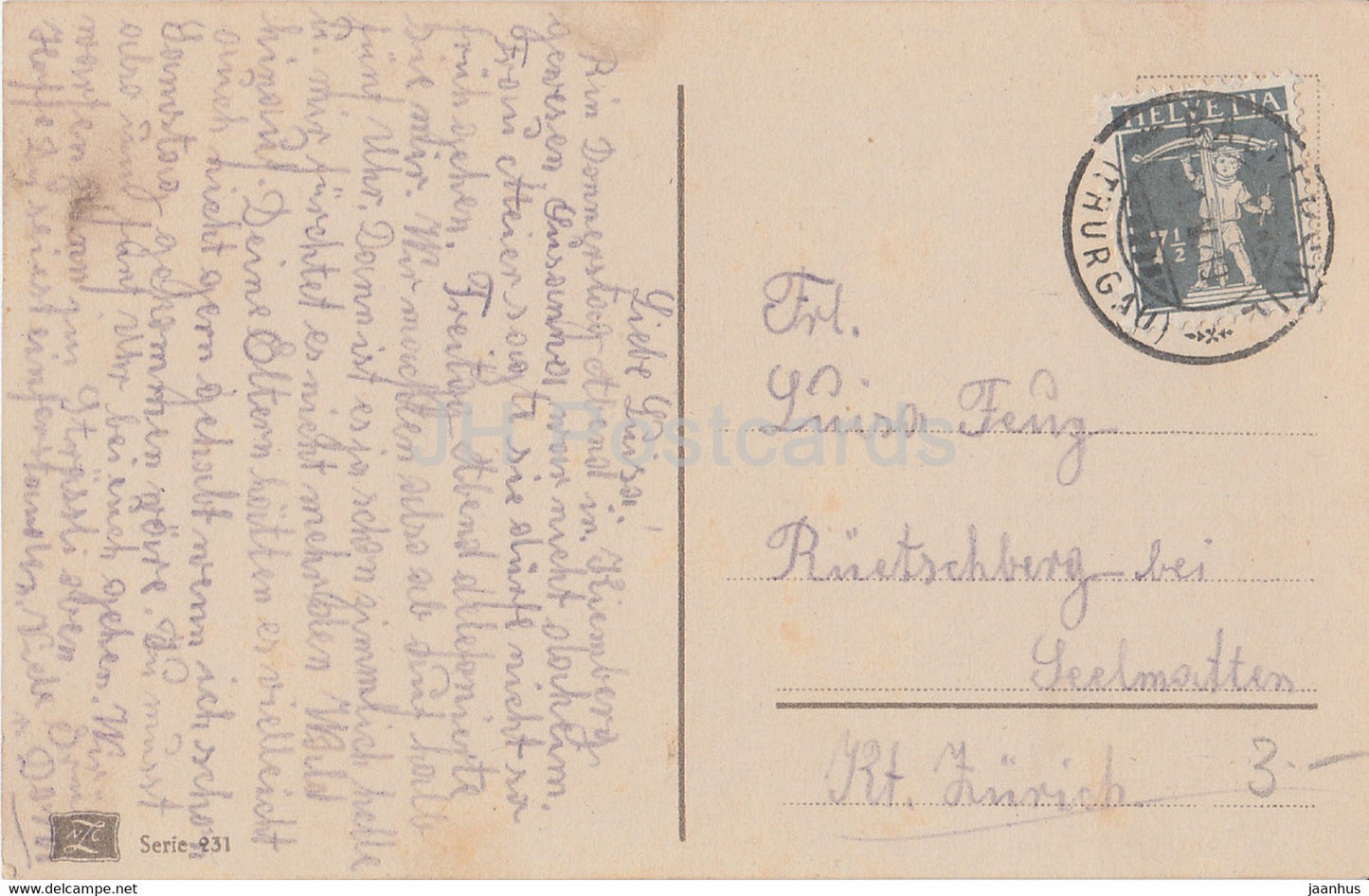 rose rouge - fleurs - NZG Serie 231 - carte postale ancienne - 1919 - occasion