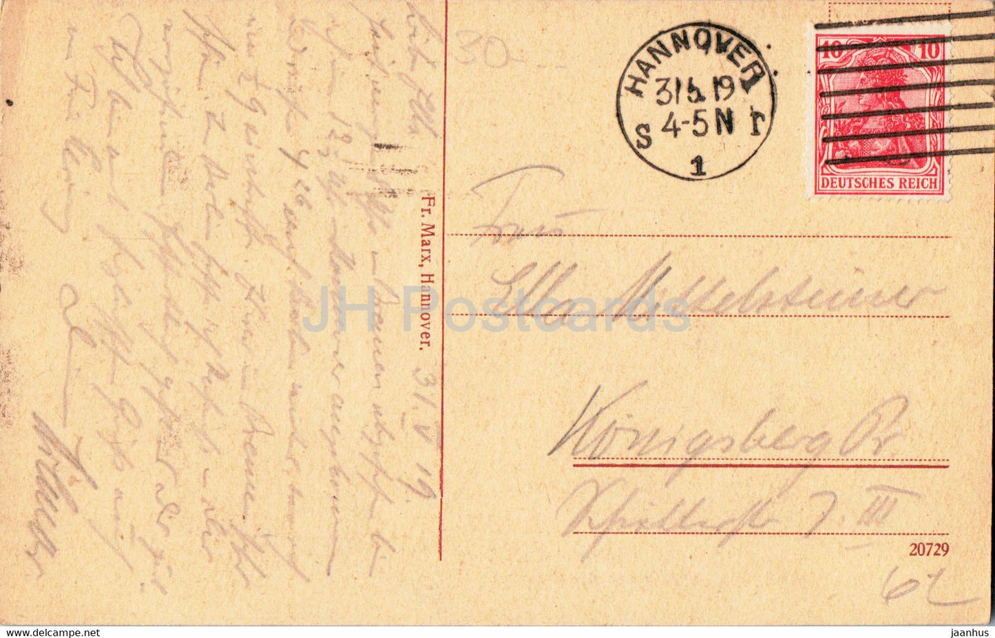 Hanovre - Stadthalle - Ansicht von der Nordseite - 20729 - carte postale ancienne - 1919 - Allemagne - utilisé