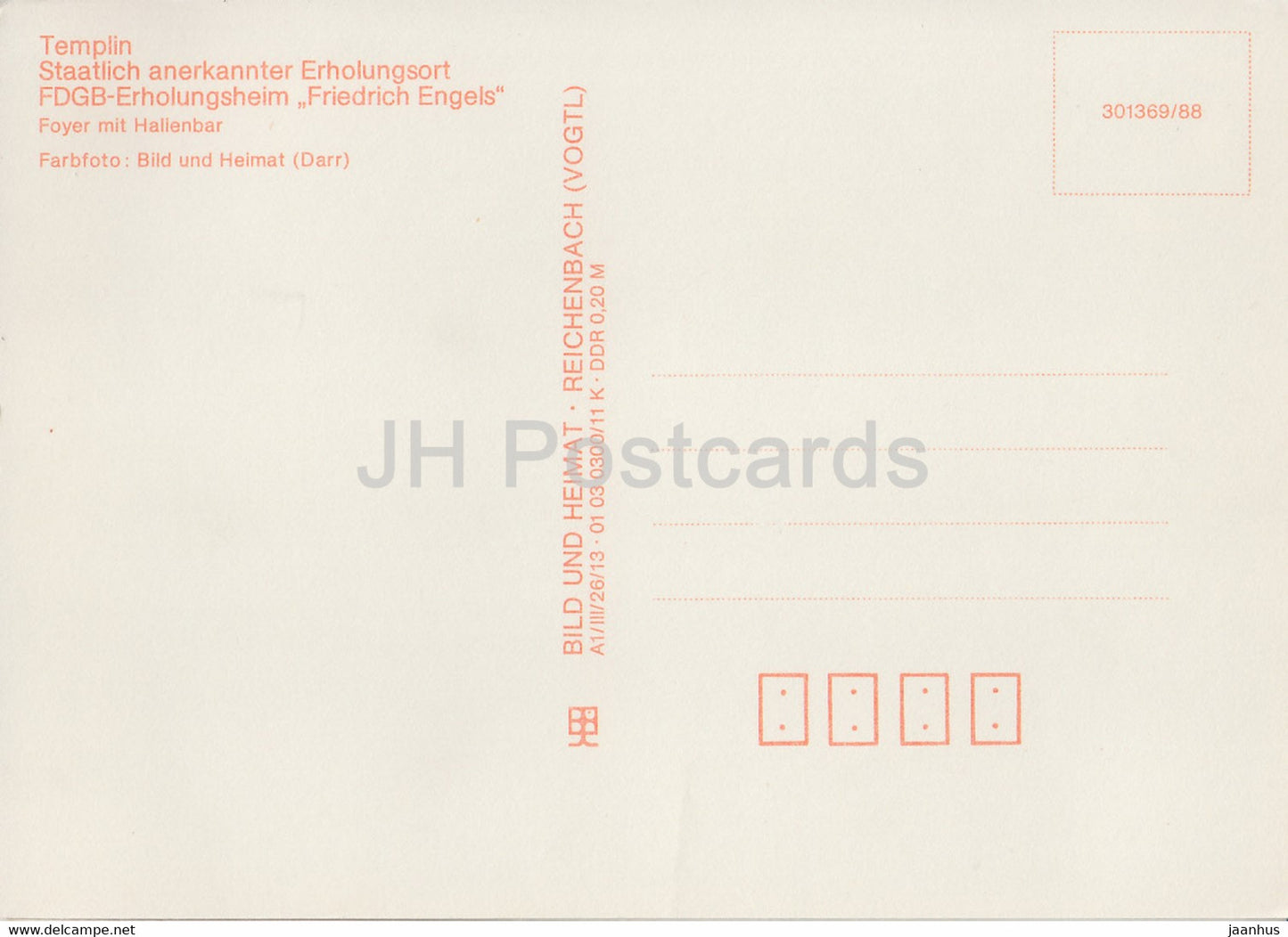 Templin - Staatlich anerkannter Erholungsort - FDGB Erholungsheim Friedrich Engels - Germany DDR - unused