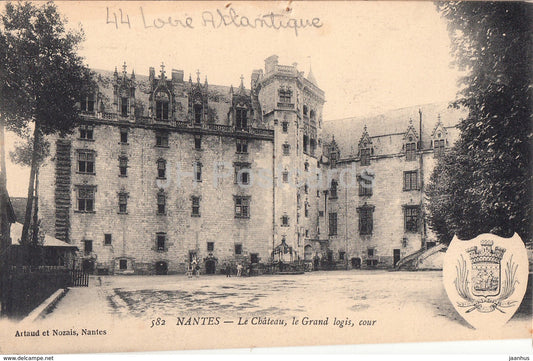 Nantes - Le Chateau - Le Grand Logis - cour - castle - 582 - old postcard - France - used