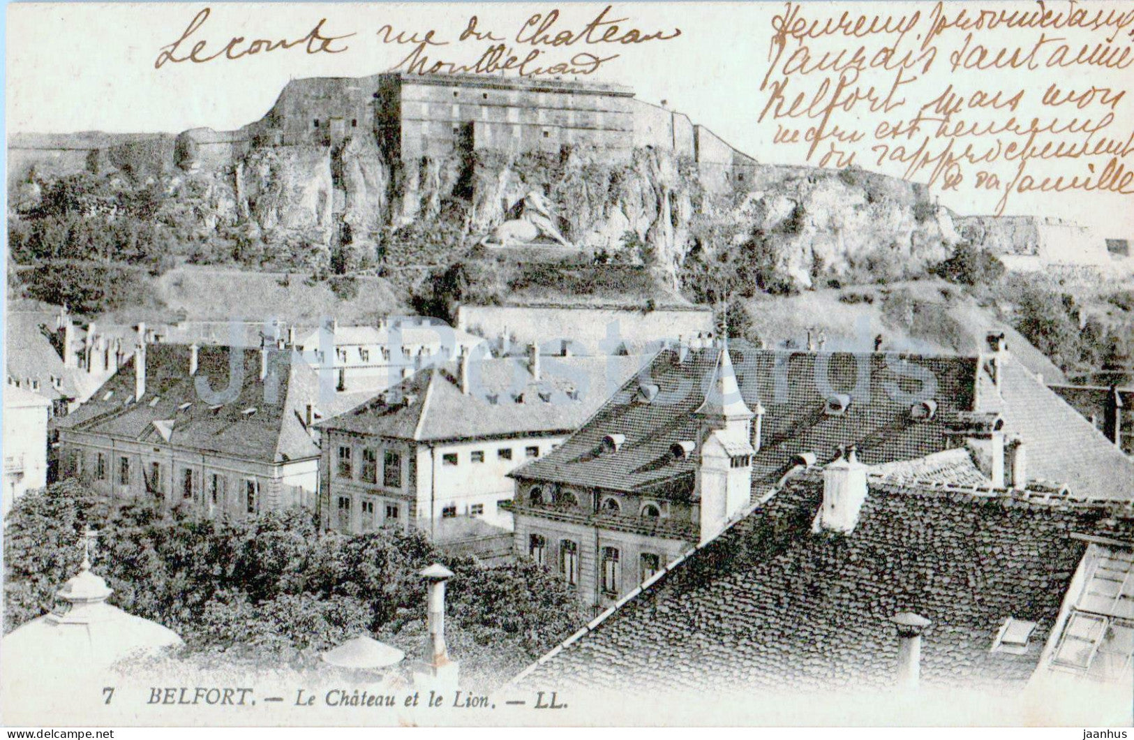 Belfort - Le Chateau et le Lion - 7 - old postcard - France - used - JH Postcards