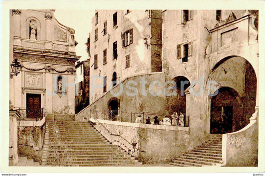 Menton - L'Eglise St Michel - et les vieilles maisons - church - La Douce France - old postcard - France - unused - JH Postcards