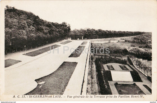 St Germain en Laye - Vue Generale de la Terrasse prise du Pavillon Henri IV - 33 - old postcard - France - unused - JH Postcards