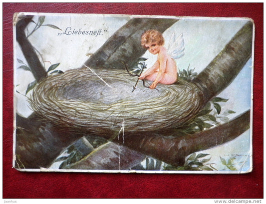 Liebesnest - Angel - love nest - Nr 6293 - H. Zahl - circulated in 1923 - Estonia - used - JH Postcards