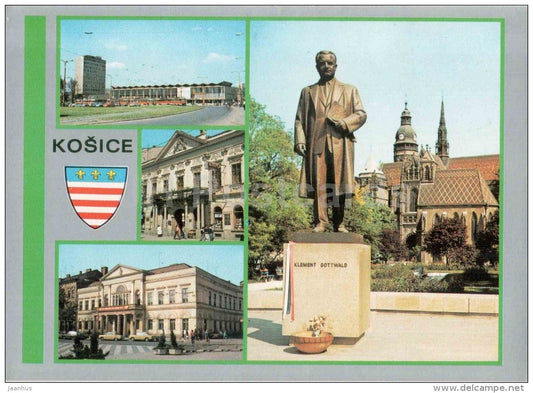 Kosice - Klement Gottwald monument - architecture - tram - Czechoslovakia - Slovakia - unused - JH Postcards