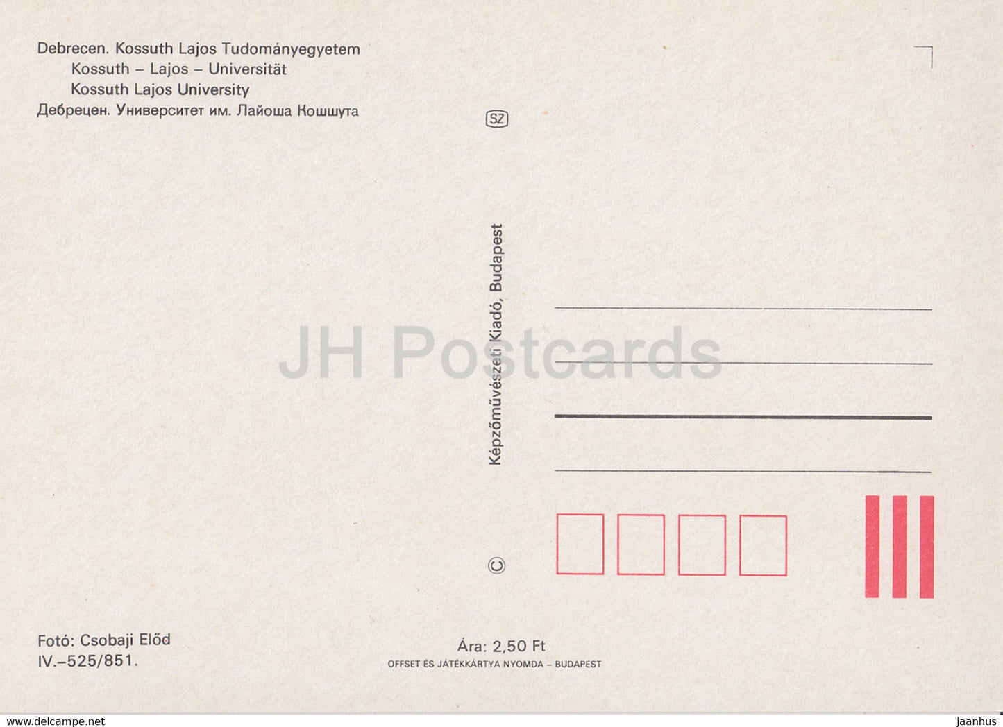 Debrecen - Kossuth Lajos University - Hungary - unused