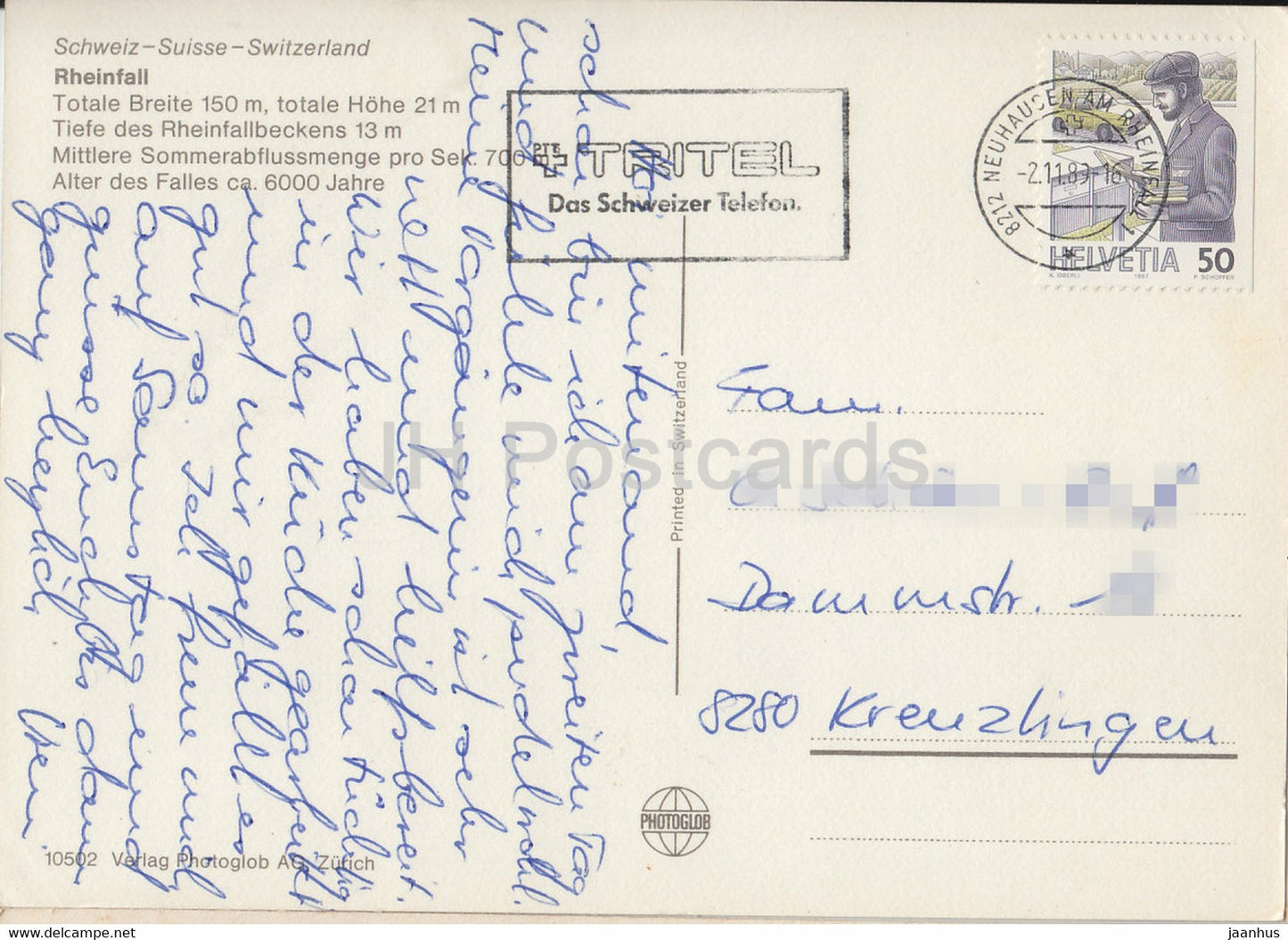 Rheinfall - boat - waterfall - 758 - 1989 - Switzerland - used