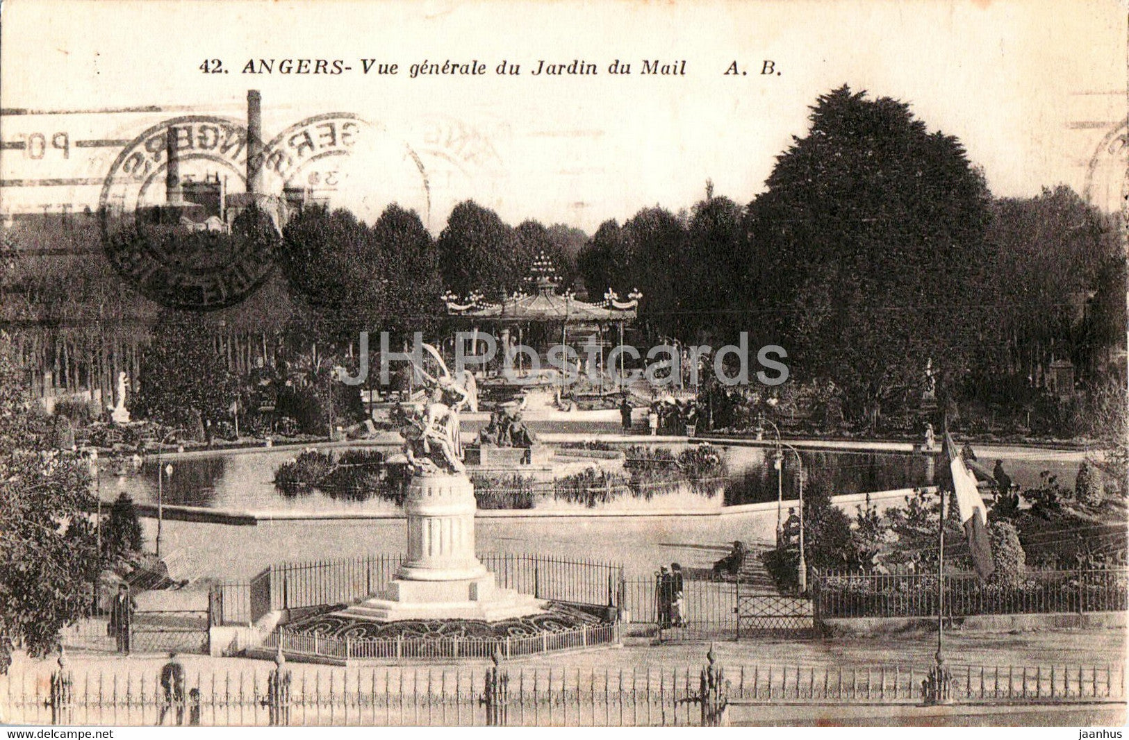 Angers - Vue generale du Jardin du Mail - 42 - old postcard - 1925 - France - used - JH Postcards