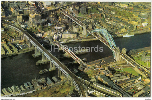 Newcastle-Upon-Tyne - aerial view - bridge - PT22166 - 1970 - United Kingdom - England - used - JH Postcards