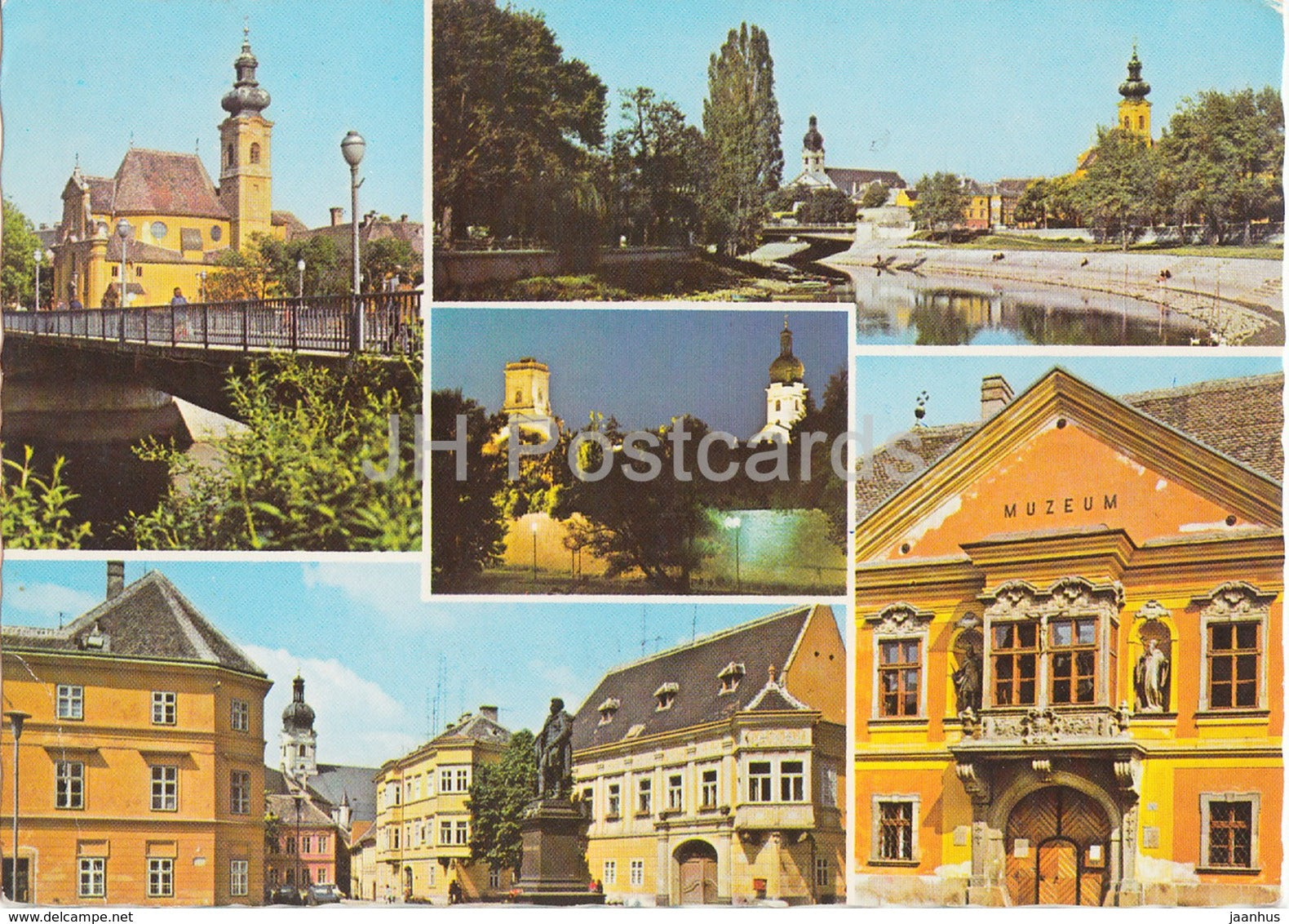 Gyor - museum - architecture - multiview - 1975 - Hungary - used - JH Postcards