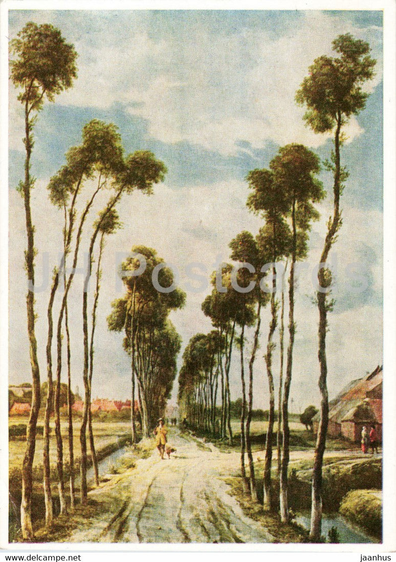 painting by Meindert Hobbema - Die Allee von Middelharnis - The avenue of Middelharnis Dutch art - Germany DDR - unused - JH Postcards