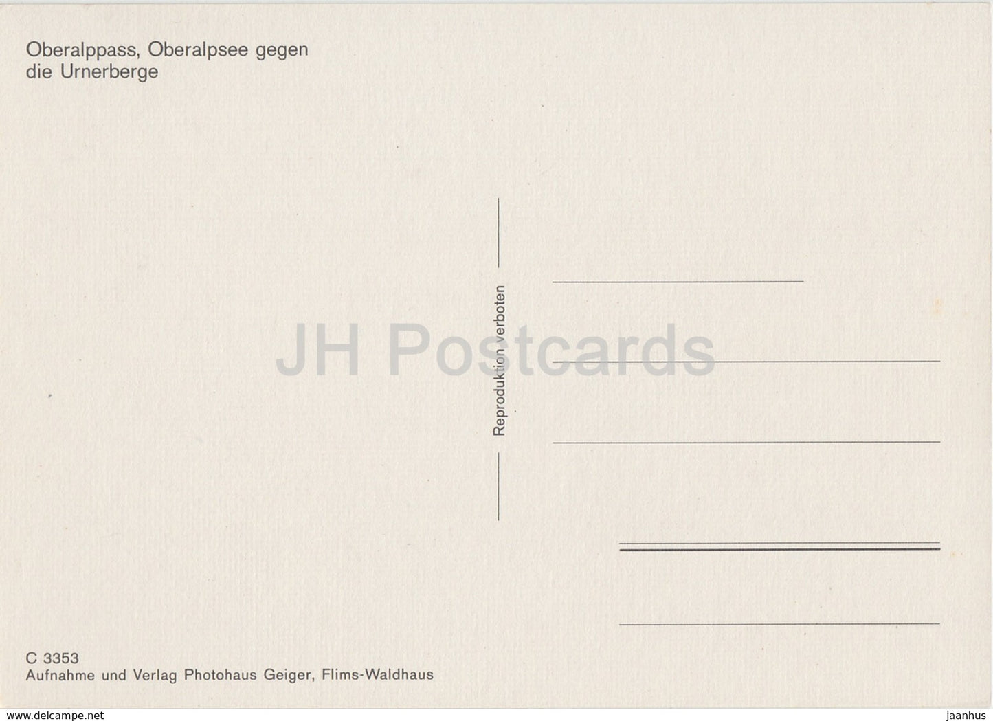 Oberalppass - Oberalpsee gegen die Urnerberge - 3353 - Switzerland - unused