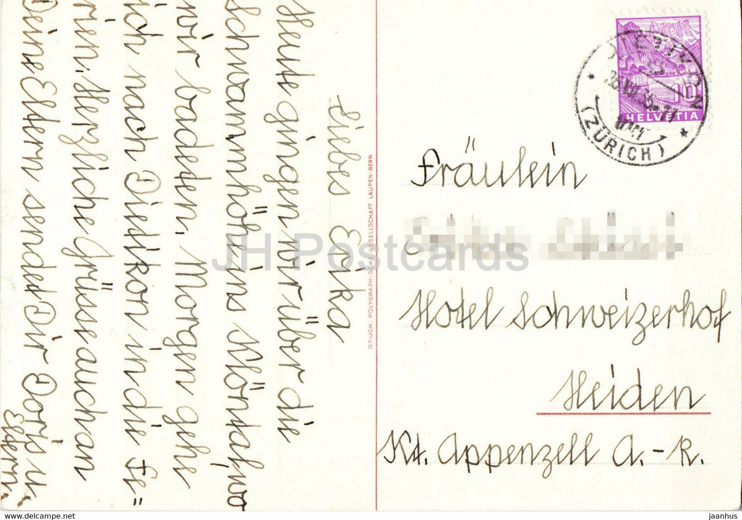 Fruhling am Zurichsee - 1934 - HA Muntwyler - illustration - 1935 - carte postale ancienne - Suisse - utilisé