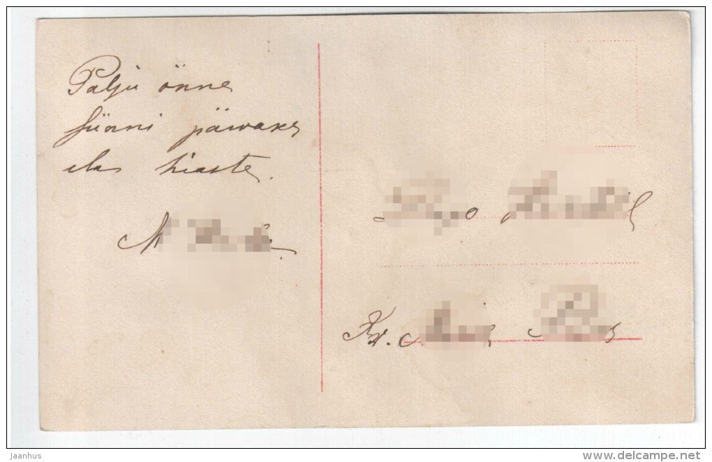 lady - flowers - old postcard - circulated in Estonia - used - JH Postcards