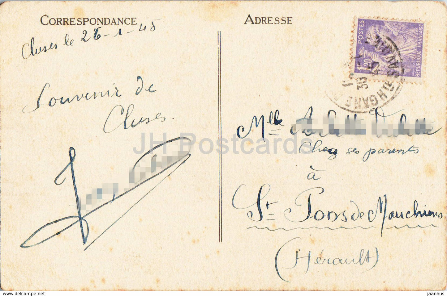 Cluses - Ecole Nationale d'Horlogerie - Batiment de l'Internat - old postcard - 1945 - France - used