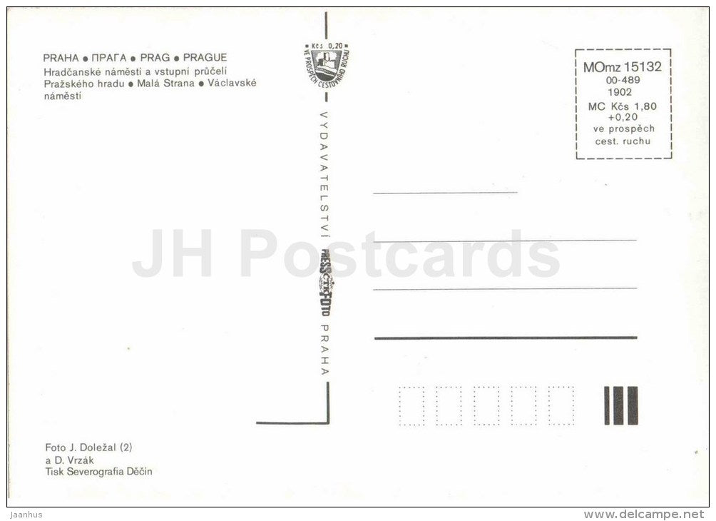 Hradcany Square and facade of Prague Castle - Wenceslas Square - bus - Praha - Prague - Czechoslovakia - Czech - unused - JH Postcards