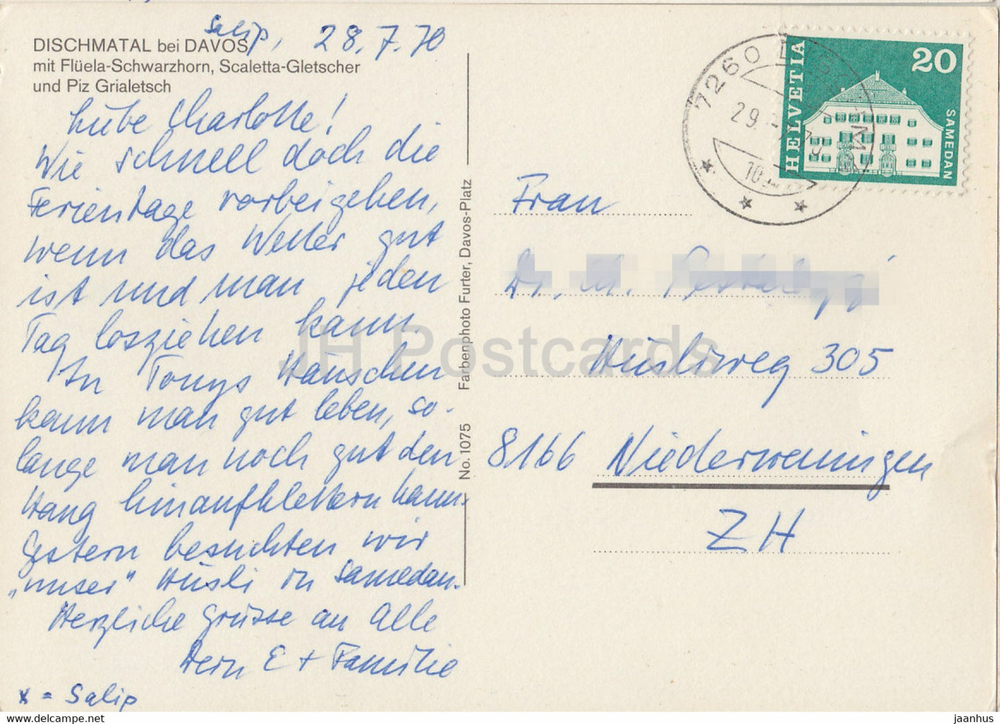 Dischmatal bei Davos - Fluela Schwarzhorn - Scaletta Gletscher - Piz Grialetsch - 1075 - 1970 - Schweiz - gebraucht