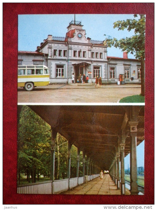 Railway station with the longest roofed platform in Estonia - bus - Haapsalu - 1979 - Estonia USSR - unused - JH Postcards