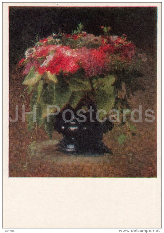 painting by I. Kramskoy - Bouquet of Phloxes , 1884 - flowers - Russian art - Russia USSR - 1983 - unused - JH Postcards