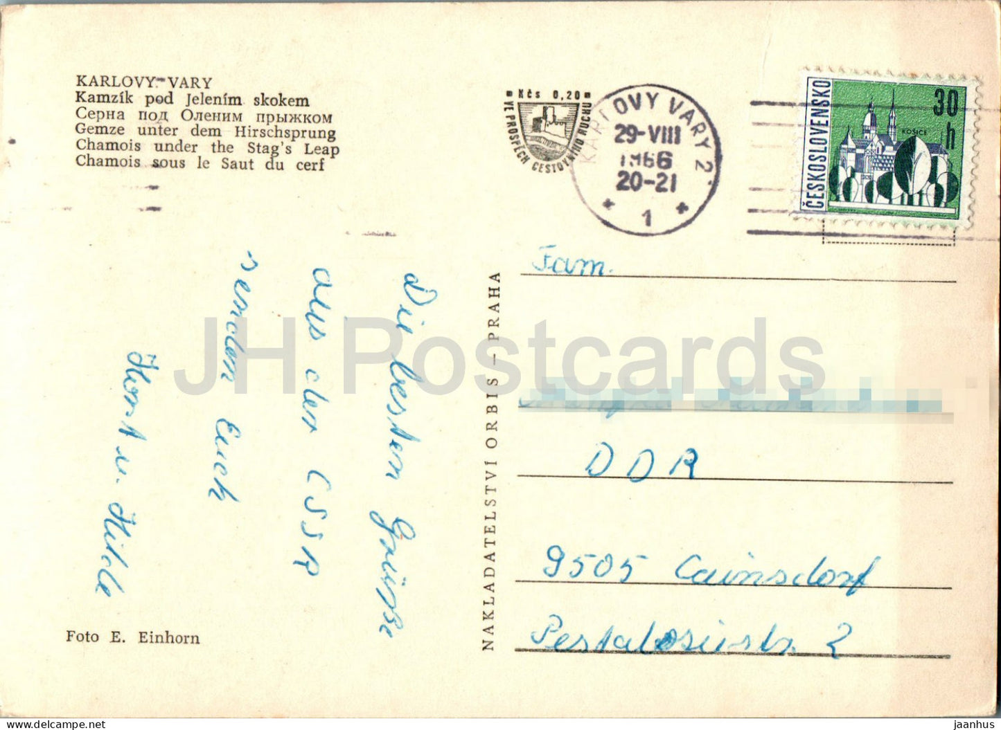 Karlovy Vary - Kamzik pod Jelenim skokem - Chamois under the Stag's Leap - 1966 - Czech Republic - Czechoslovakia - used