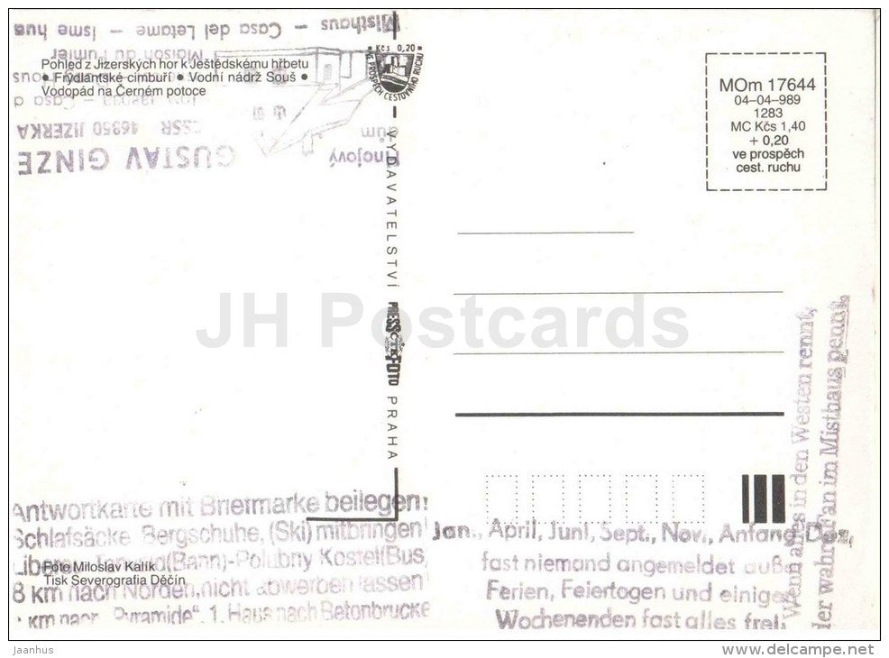 water reservoir Sous - waterfall - rocks - Jizerske Hory - Czechoslovakia - Czech - unused - JH Postcards