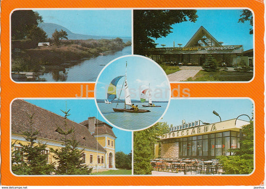 Balaton - Balatonmariafurdo - Balatonkeresztur - sailing boat - restaurant - multiview - 1983 - Hungary - used - JH Postcards