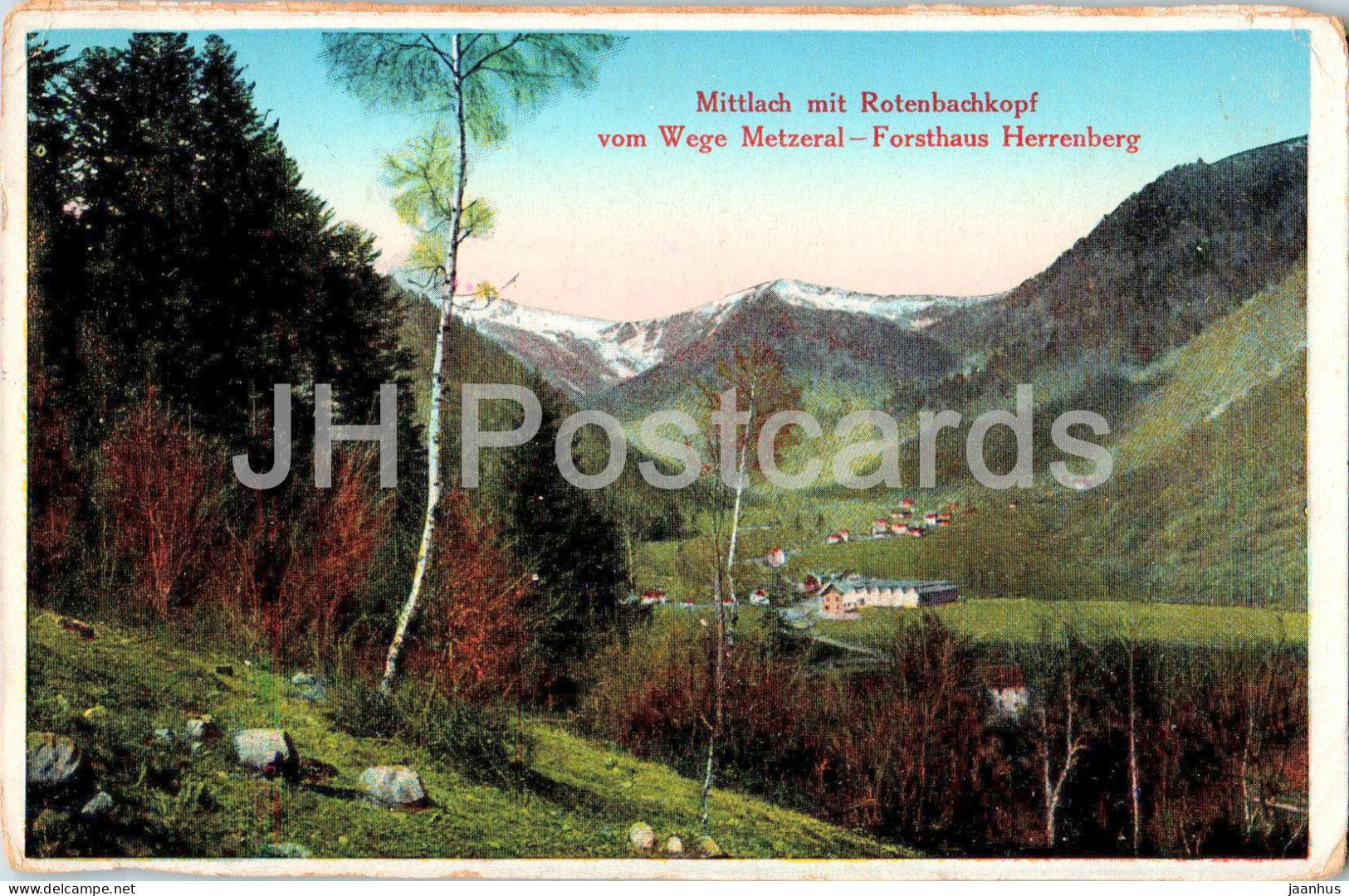 Mittlach mit Rotenbachkopf vom Wege Metzeral - Feldpost - military mail - old postcard - 1917 - France - used