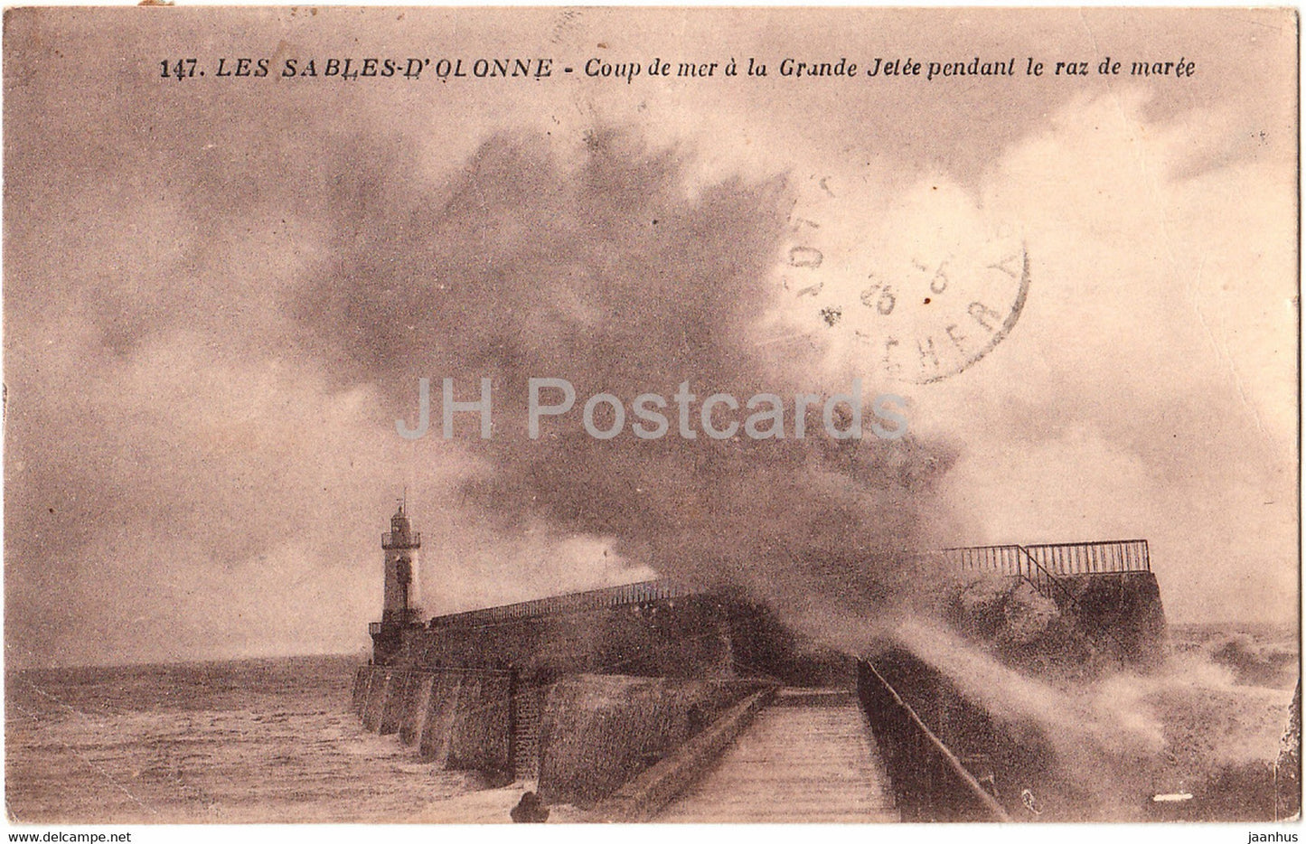 Les Sables D'Olonne - Coup de mer a la Grande Jelee pendant le raz de maree - 147 - old postcard - 1926 - France - used - JH Postcards