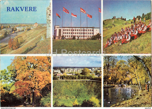 Rakvere - town view - people in folk costumes - multiview - 1979 - Estonia USSR - unused - JH Postcards