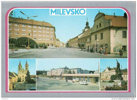 Milevsko - town views- monument - architecture - Czechoslovakia - Czech - unused - JH Postcards