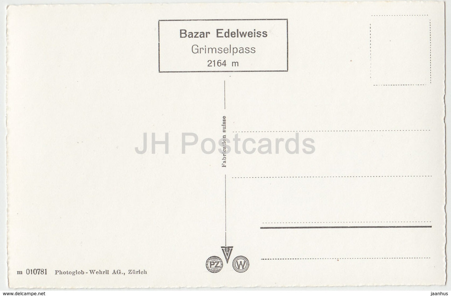 Grimsel - Passhöhe - altes Auto - Bazar Edelweiss - 010781 - Schweiz - alte Postkarte - unbenutzt