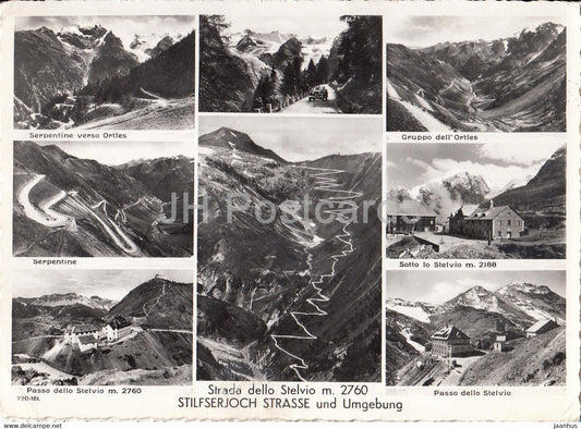 Strada dello Stelvio 2760 m - Stilfserjoch Strasse und Umgebung - old postcard - 1954 - Italy - Italia - used - JH Postcards