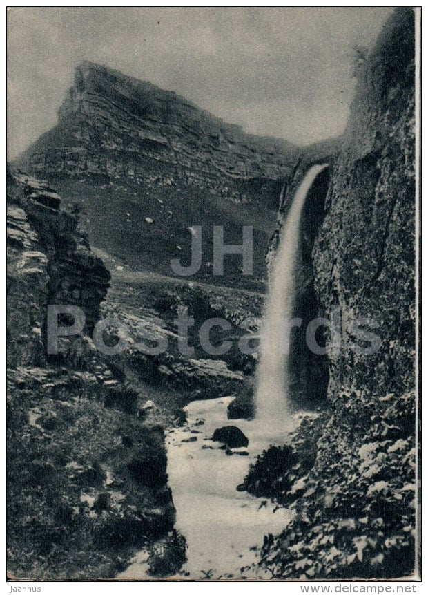 Medovyi waterfall and Ship rock near Kislovodsk - Caucasian Mineral Waters - 1956 - Russia USSR - unused - JH Postcards