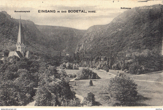 Eingang in das Bodetal - Harz - Hexentanzplatz - Rosstrappe - old postcard - 2368 - Germany - unused - JH Postcards