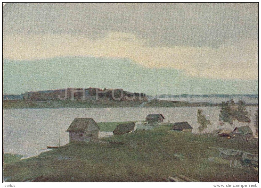 painting by A. Dubinchik - Lake Seliger - russian art - unused - JH Postcards