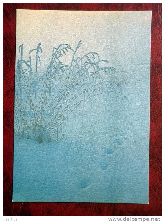 Snowy winter - traces - 1988 - Estonia - USSR - unused - JH Postcards