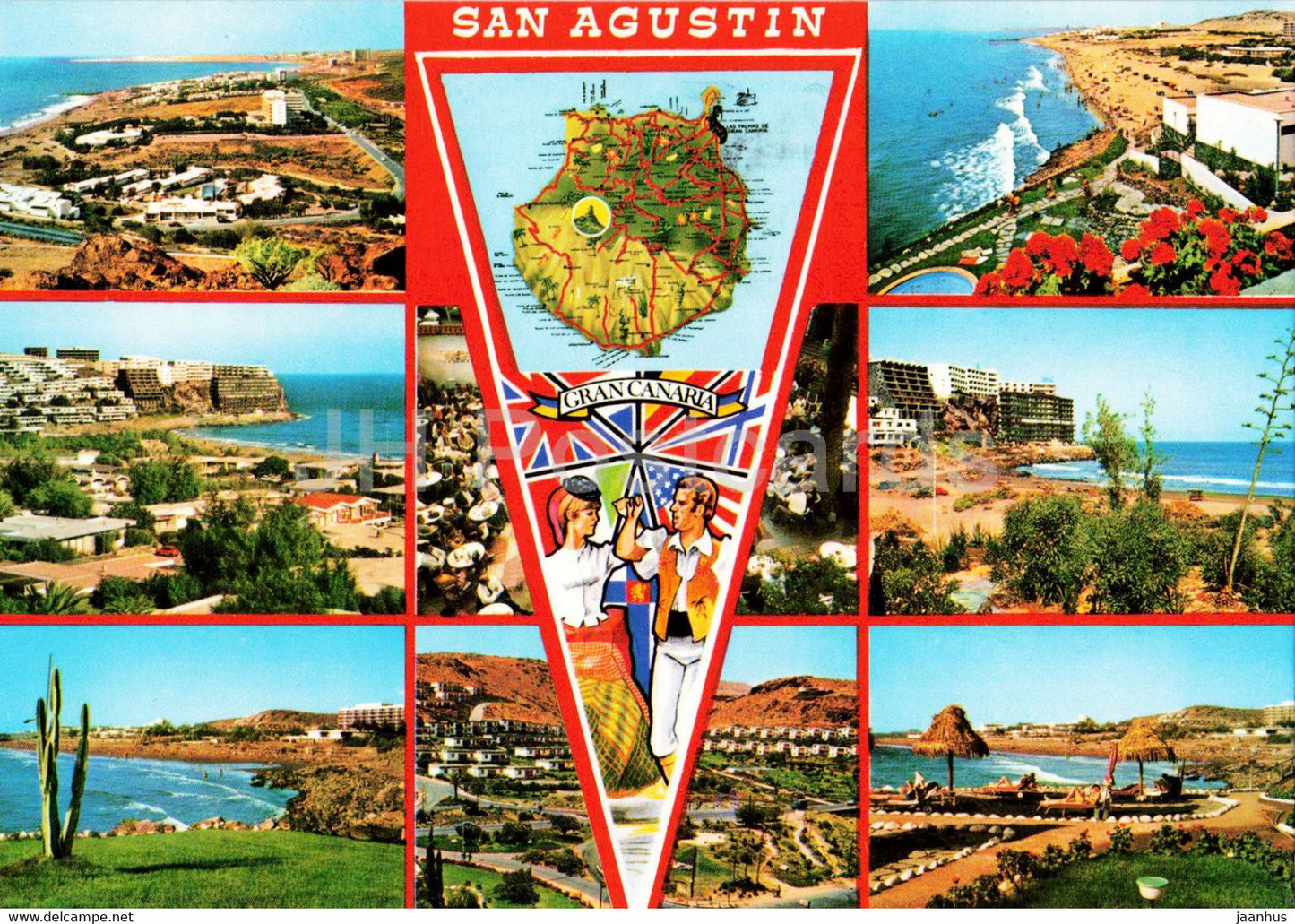 San Augustin - Gran Canaria - map - multiview - 1990 - Spain - used - JH Postcards