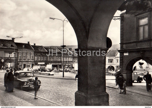 Usti nad Orlici - Peace square - old car Skoda - Czechoslovakia - Czech Republic - 1967 - used - JH Postcards