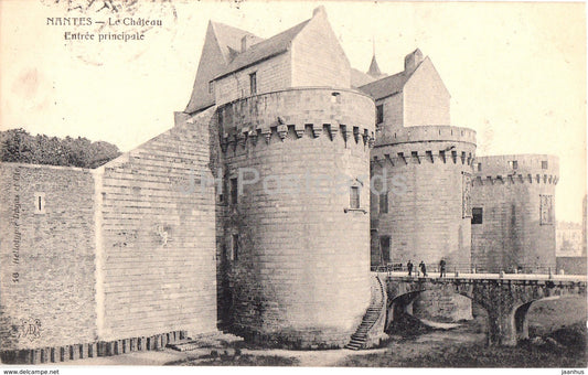 Nantes - Le Chateau - Entree Principale - castle - old postcard - 1907 - France - used - JH Postcards