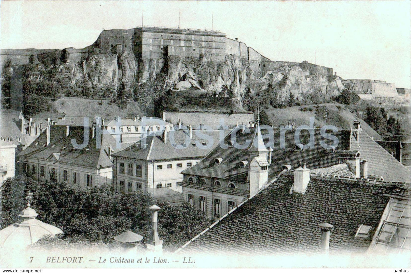 Belfort - Le Chateau et le Lion - LL - 7 - old postcard - France - used - JH Postcards