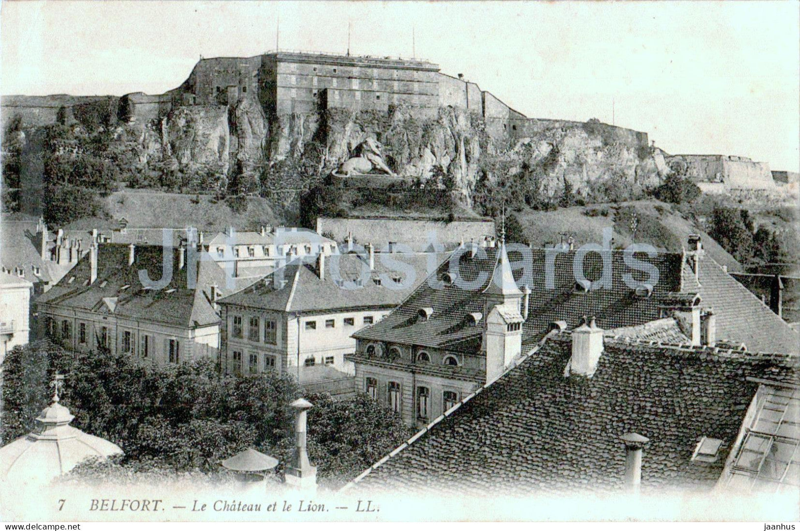 Belfort - Le Chateau et le Lion - LL - 7 - old postcard - France - used - JH Postcards